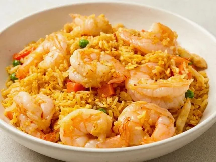 Szechuan Style Fried Rice with Prawns & Chicken